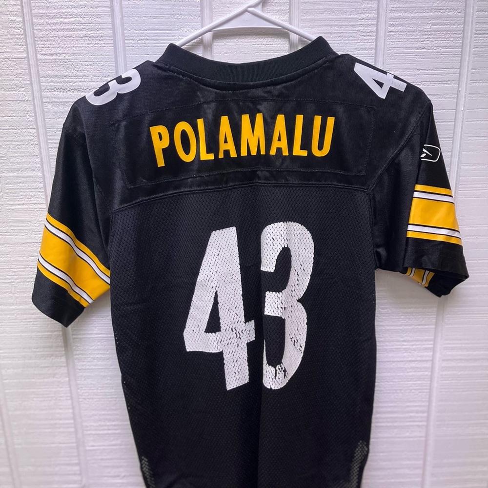 Reebok NFL Pittsburgh Steelers #43 Troy Polamalu Black/Gold/White Youth L Jersey